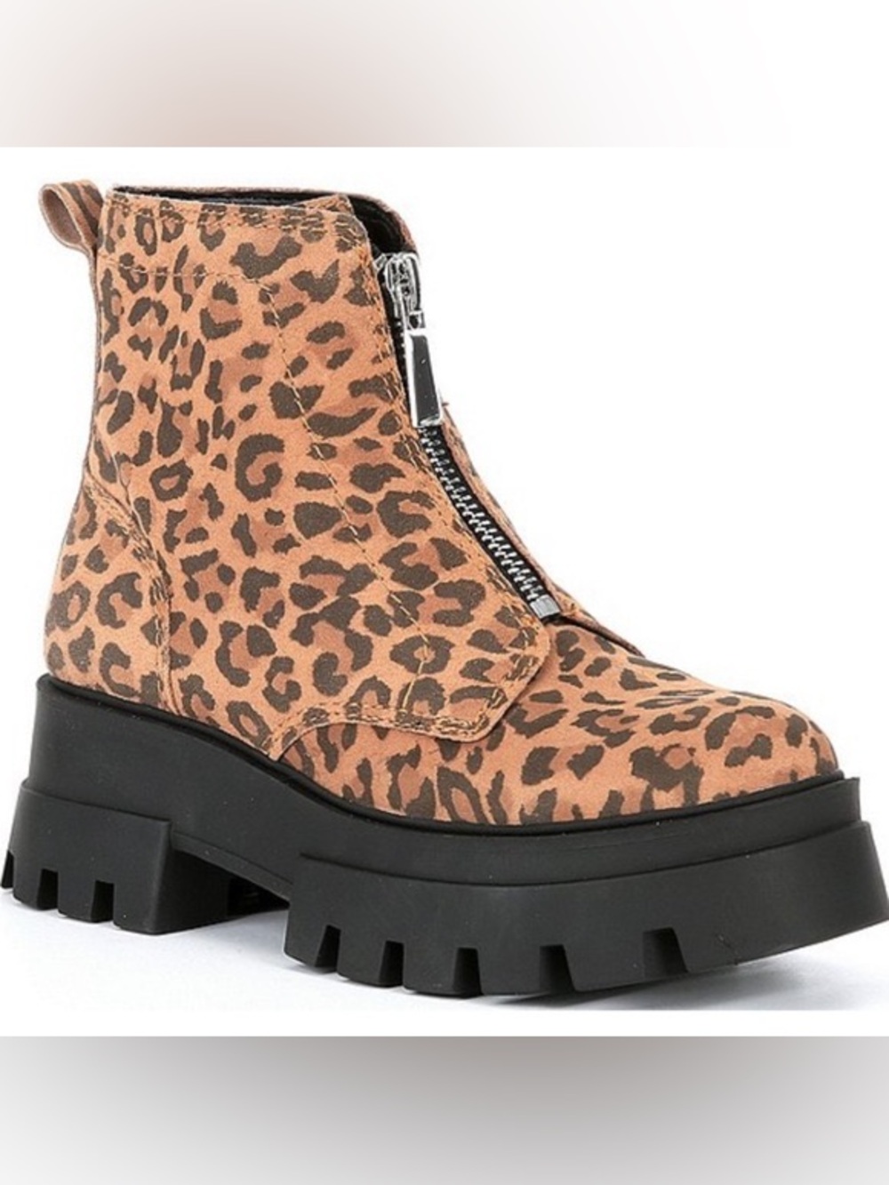 Gianni Bini All-Star Leopard Print Suede Lug Sole Platform Boots Size 9.5
